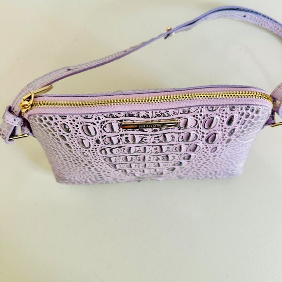 BRAHMIN MINI SIDNEY METALLIC VIOLET WONDERLAND MELBOURNE LEATHER CROSSBODY $225 - Picture 5 of 10